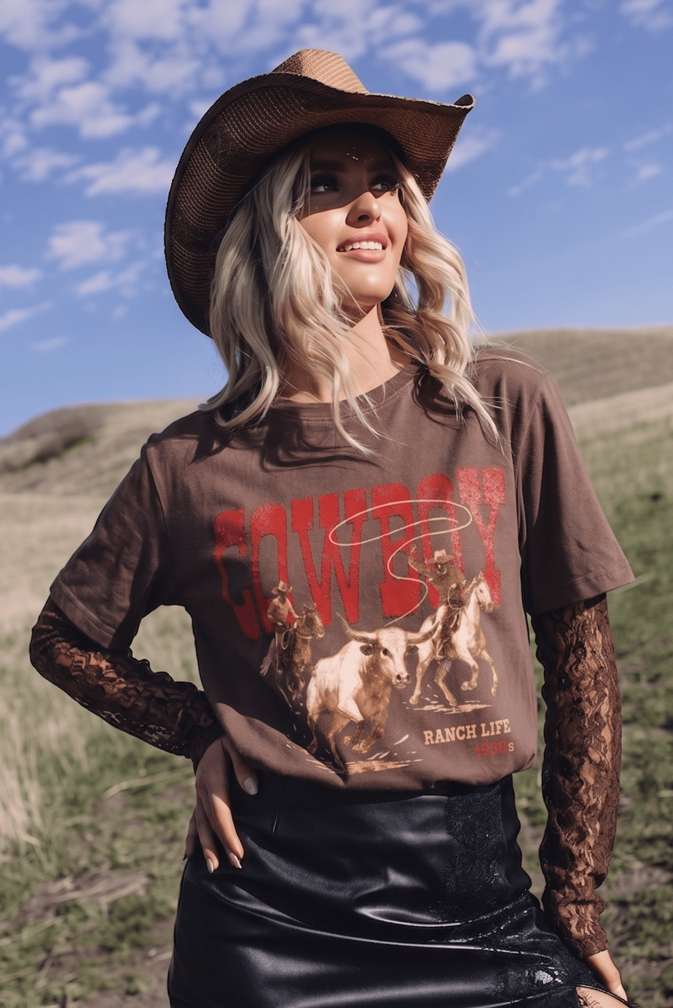 Cowboy Ranch Life Graphic Top