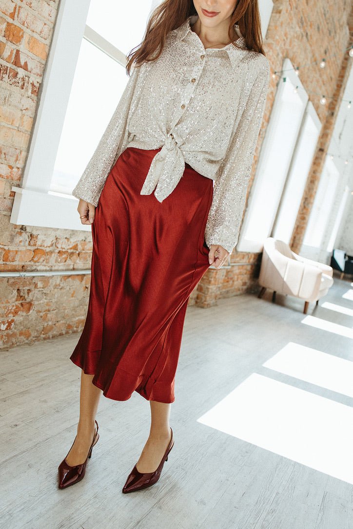 Cranberry Spice Midi Skirt - FINAL SALE