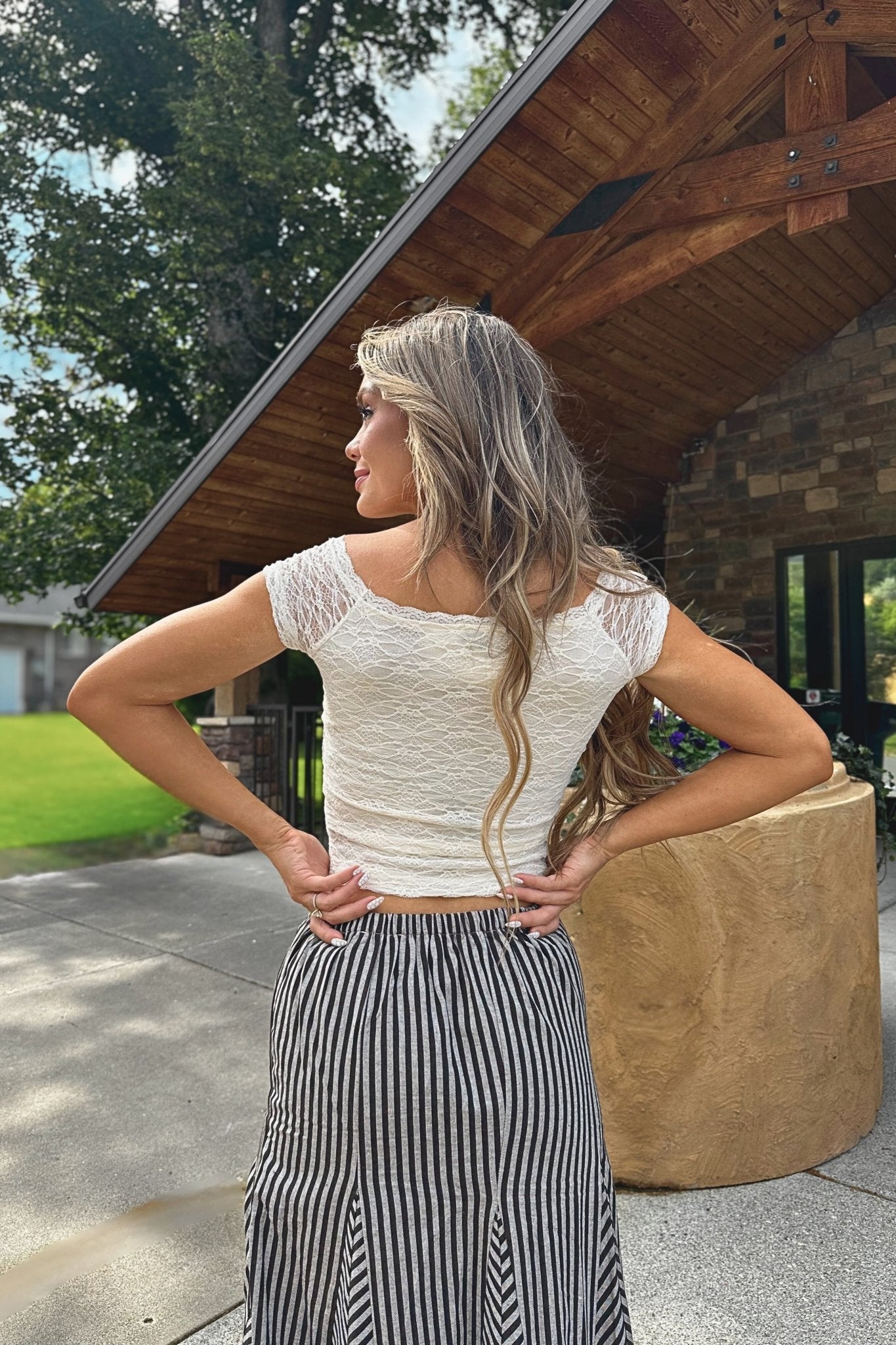 Cream Of The Crop Lace Short Sleeve Top