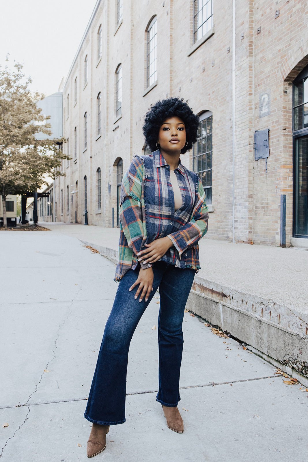 Elaina Distressed Flannel - FINAL SALE