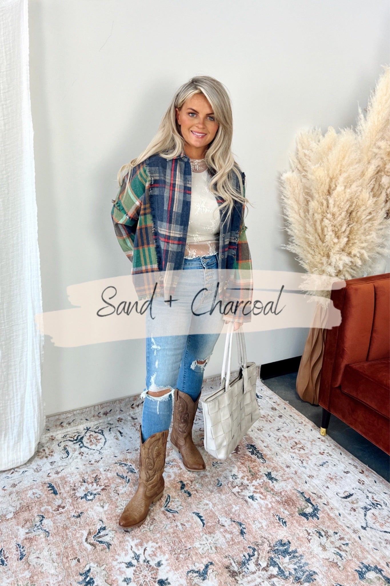 Elaina Distressed Flannel - FINAL SALE