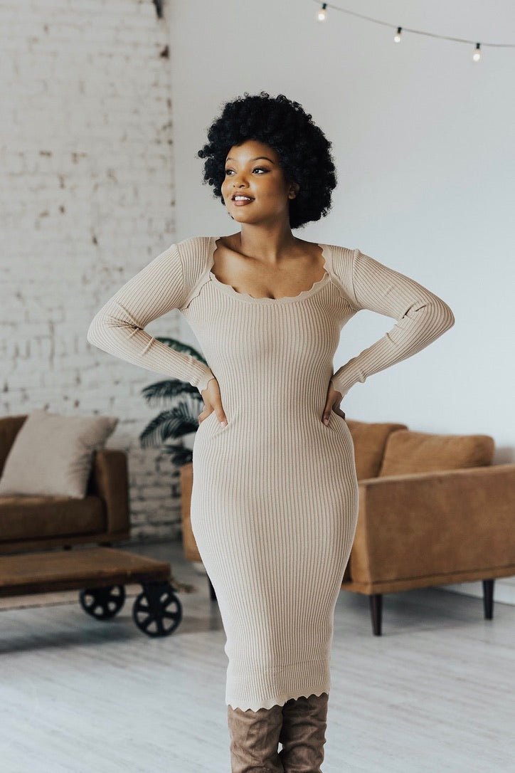 Eve Scallop Hem Bodycon Dress - FINAL SALE