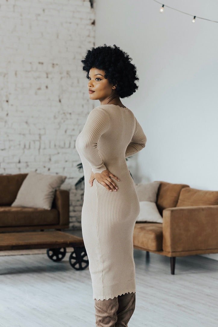 Eve Scallop Hem Bodycon Dress - FINAL SALE