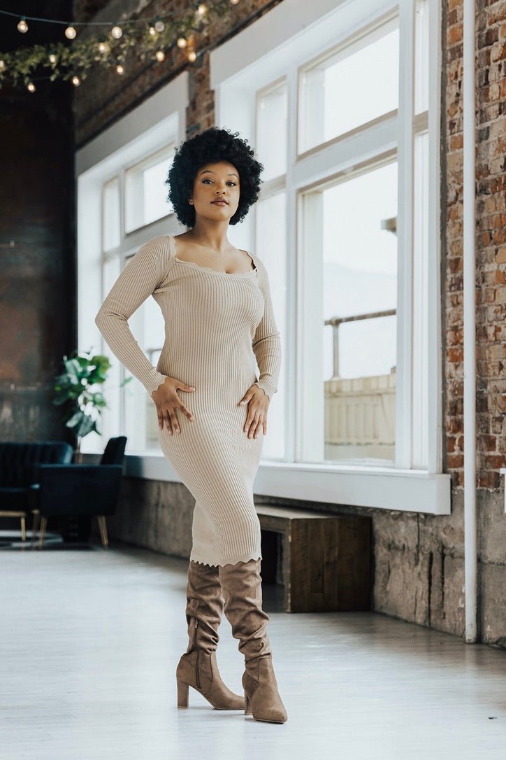 Eve Scallop Hem Bodycon Dress - FINAL SALE