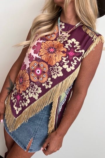 Forgotten Estate Floral & Fringe Tank