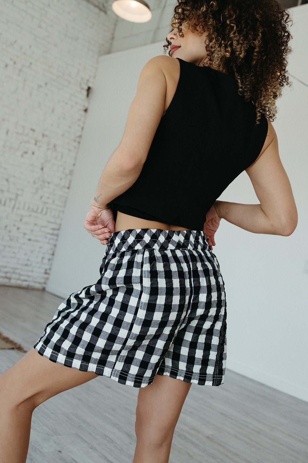 Free People Get Free Seersucker Pull-On Shorts
