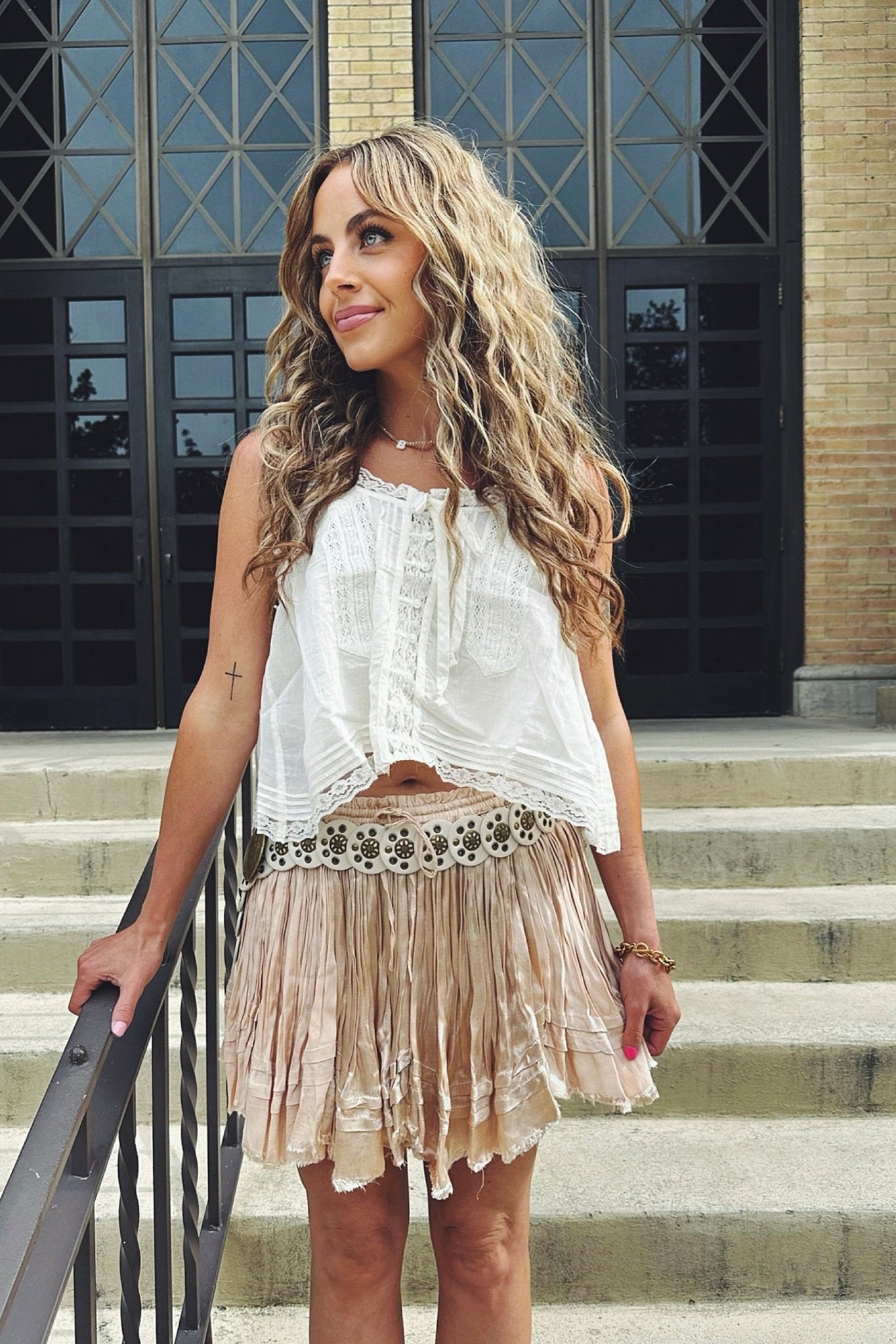 Free People One Third Charm Shine Mini Skirt