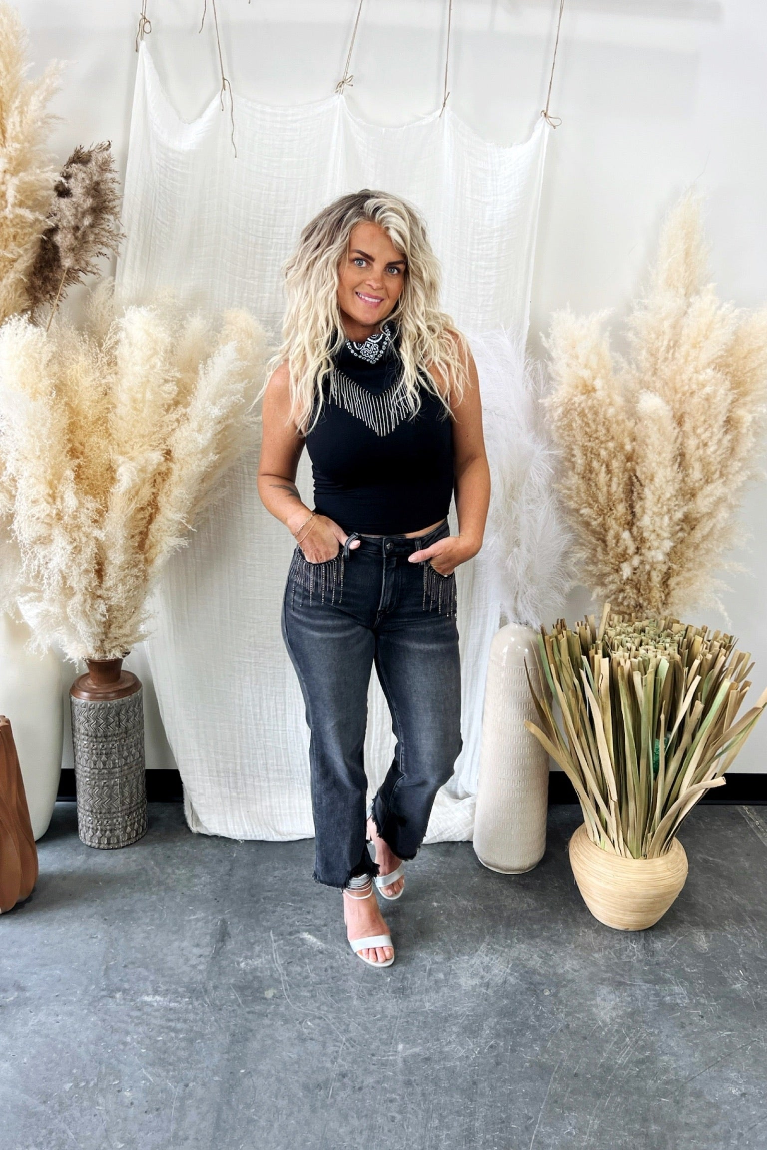 Blakely Jeweled Fringe Jeans - FINAL SALE