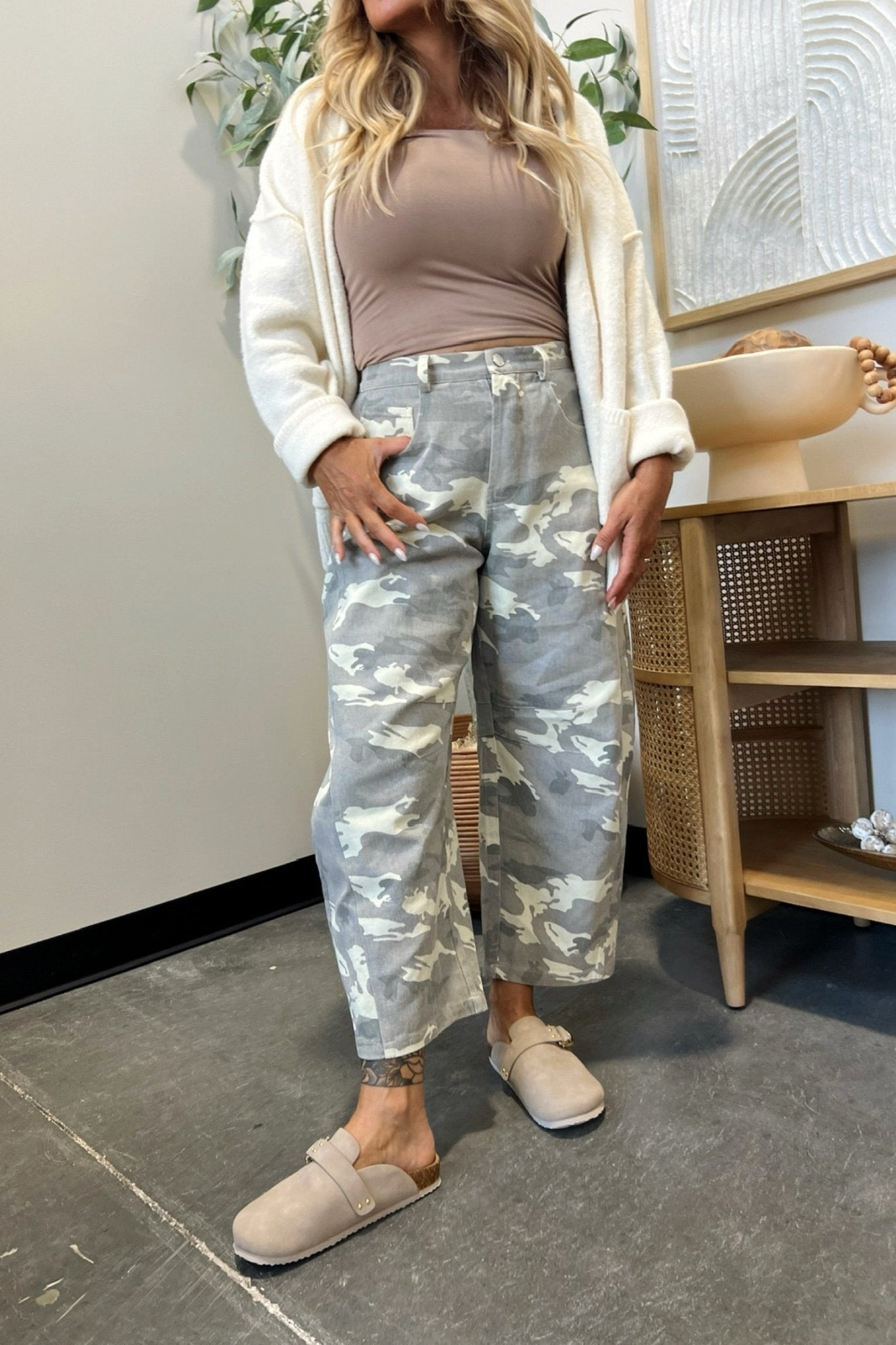 In Disguise Camo Barrel Jeans