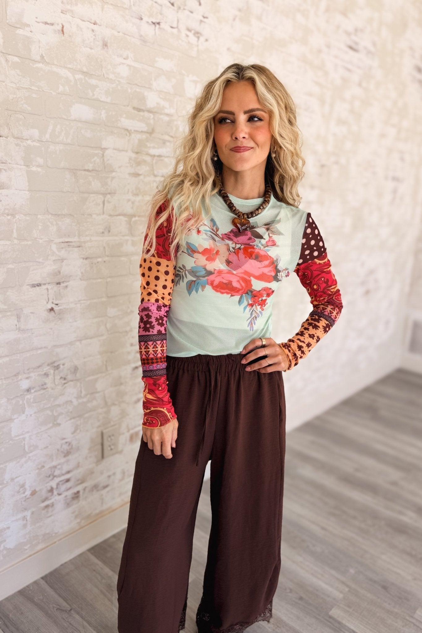 Kaleidoscope Crush Floral Mesh Top