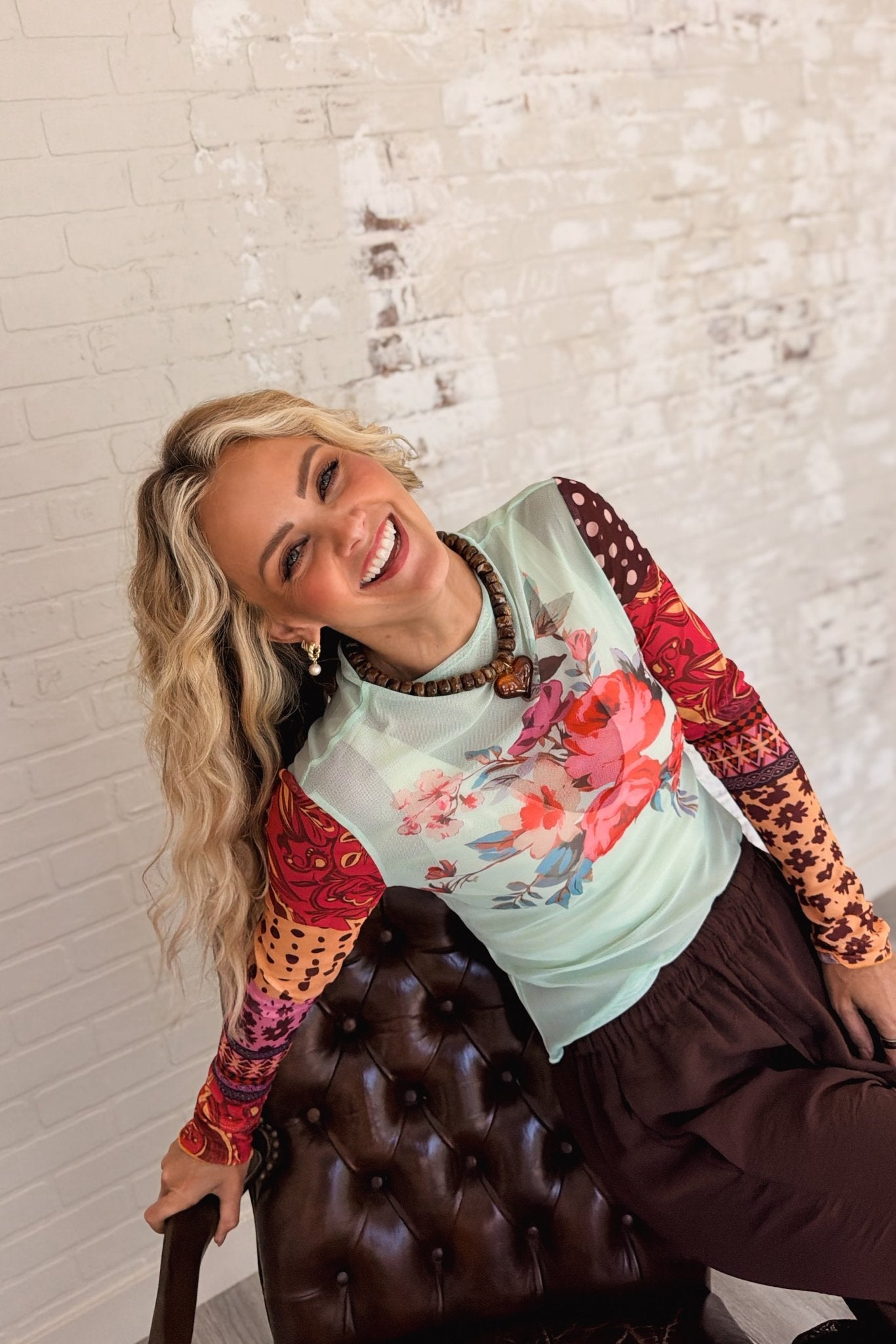 Kaleidoscope Crush Floral Mesh Top
