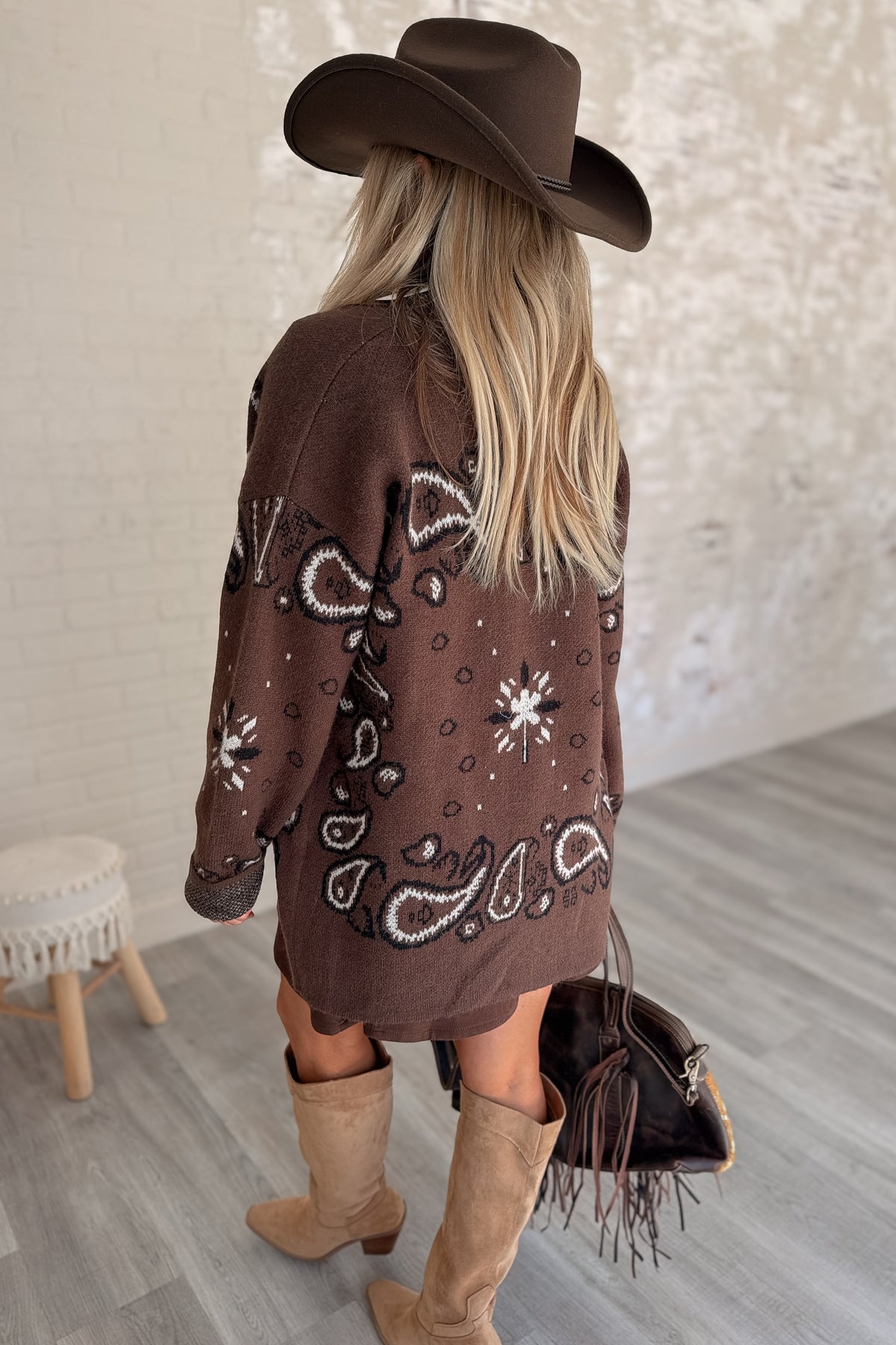 No Turning Back Western Knit Open Front Cardigan