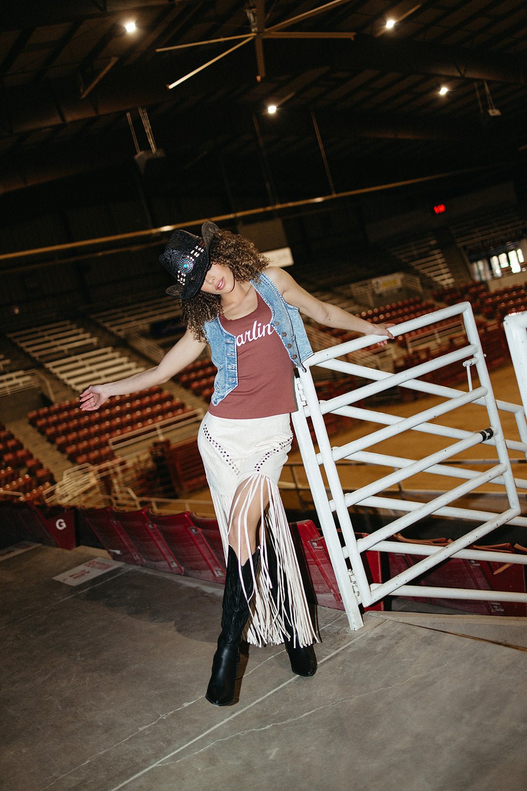 Last Dance Studded Fringe Skirt