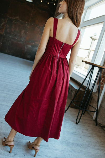 Merlot deep cut corset dress