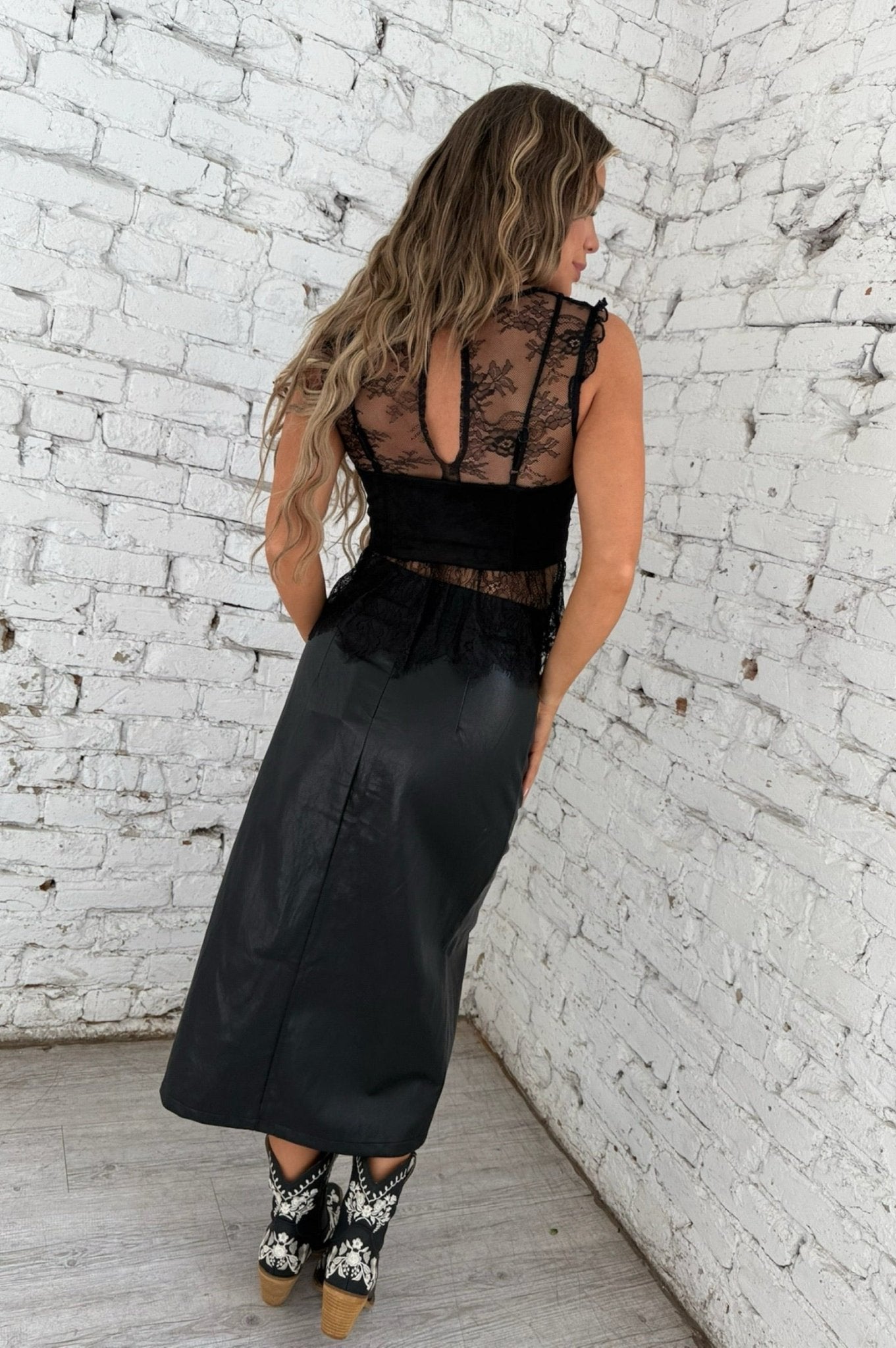 Night Tempo Vegan Leather Skirt