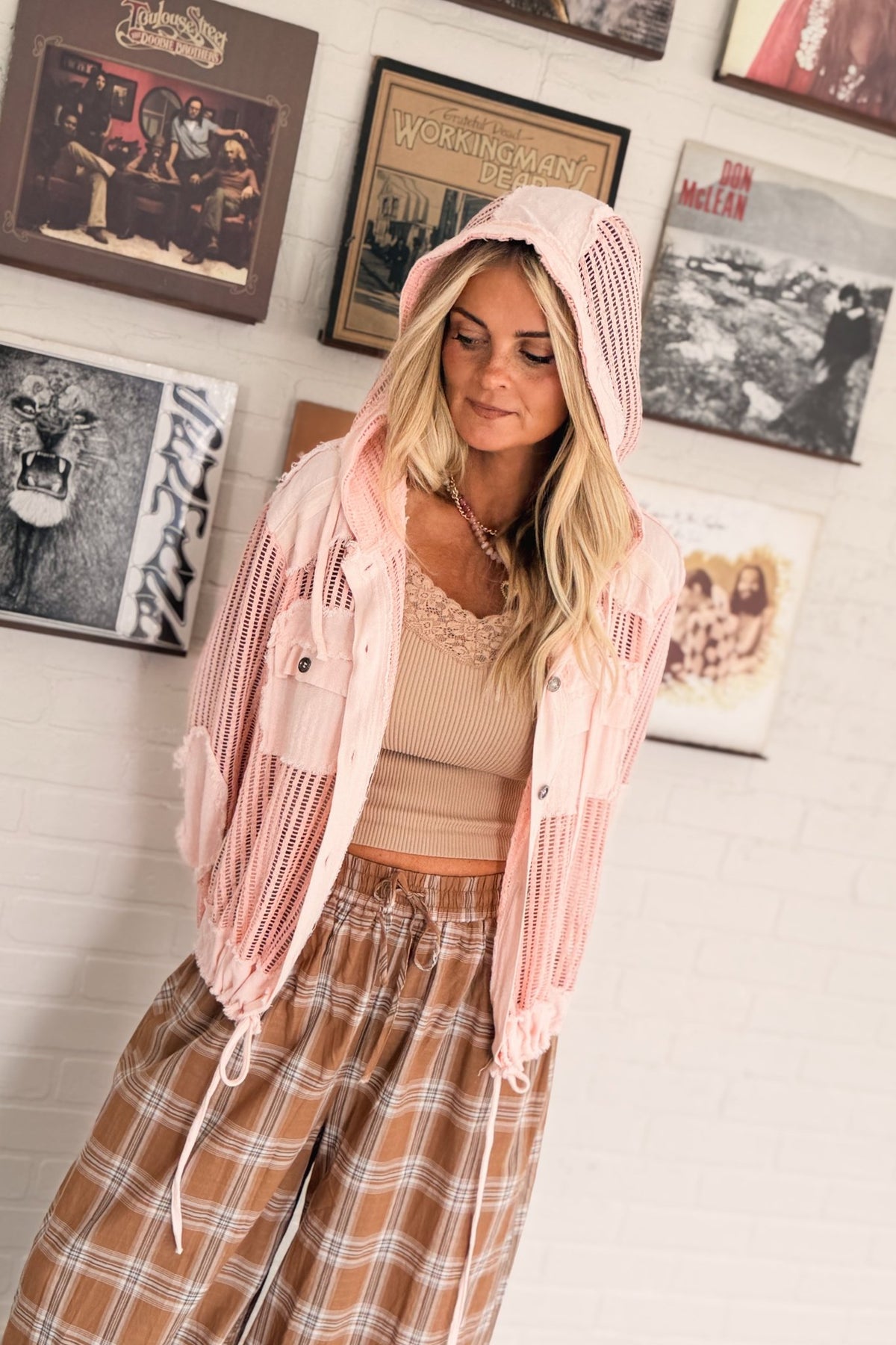 Off The Grid Open Knit Hooded Jacket