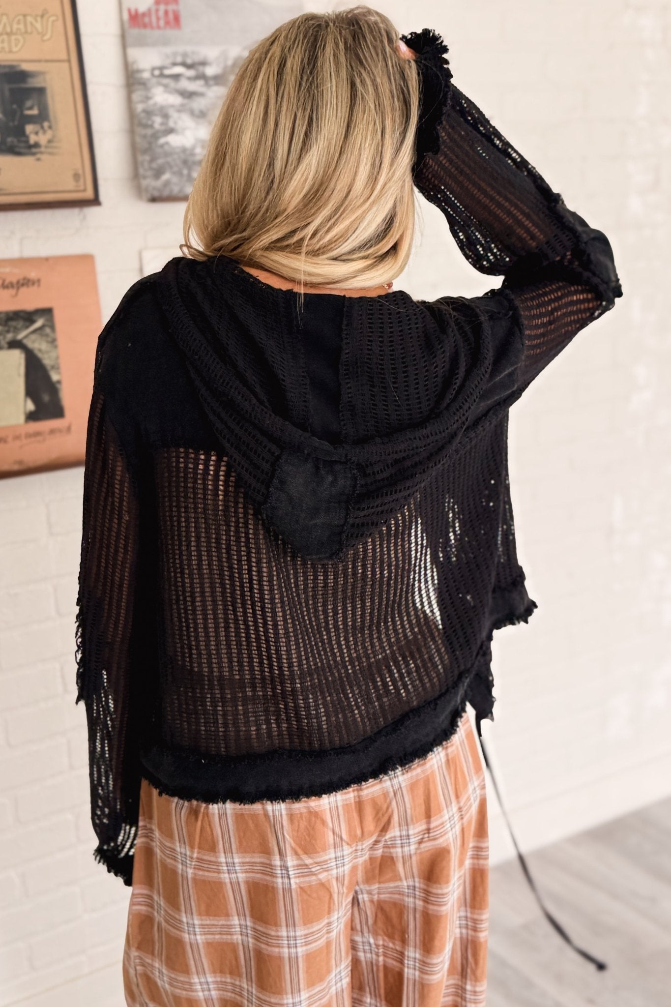Off The Grid Open Knit Hooded Jacket