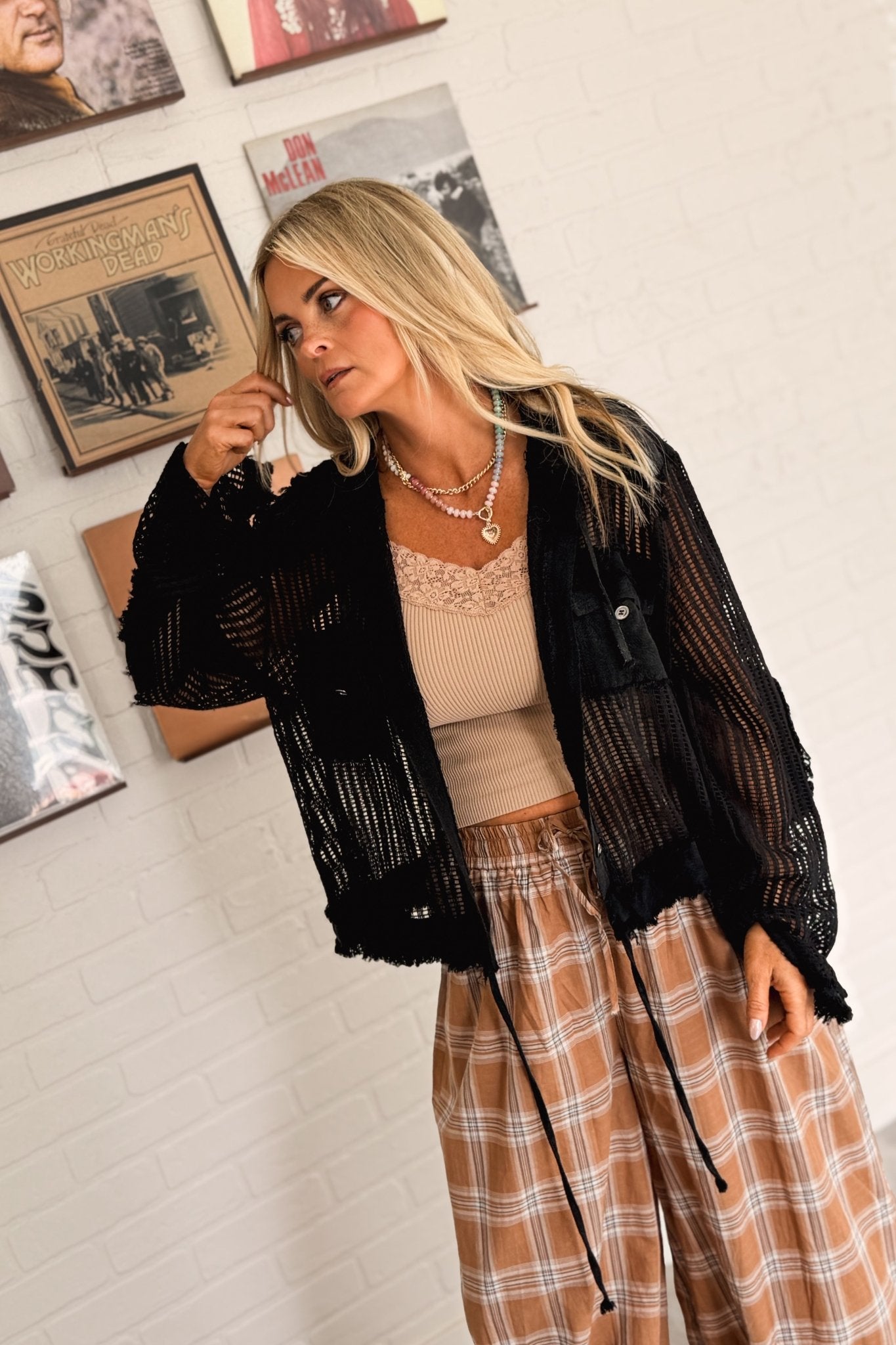 Off The Grid Open Knit Hooded Jacket