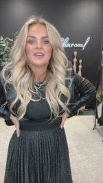 Holly Metallic Pleated Skirt