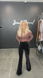 Dorian Checkered Print Mesh Top