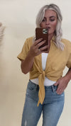 Double Take Front Tie Crop Top - FINAL SALE