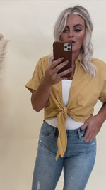 Double Take Front Tie Crop Top - FINAL SALE