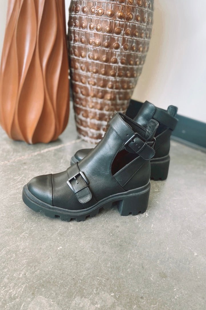 Saige Strappy Buckle Cut-out Bootie - FINAL SALE