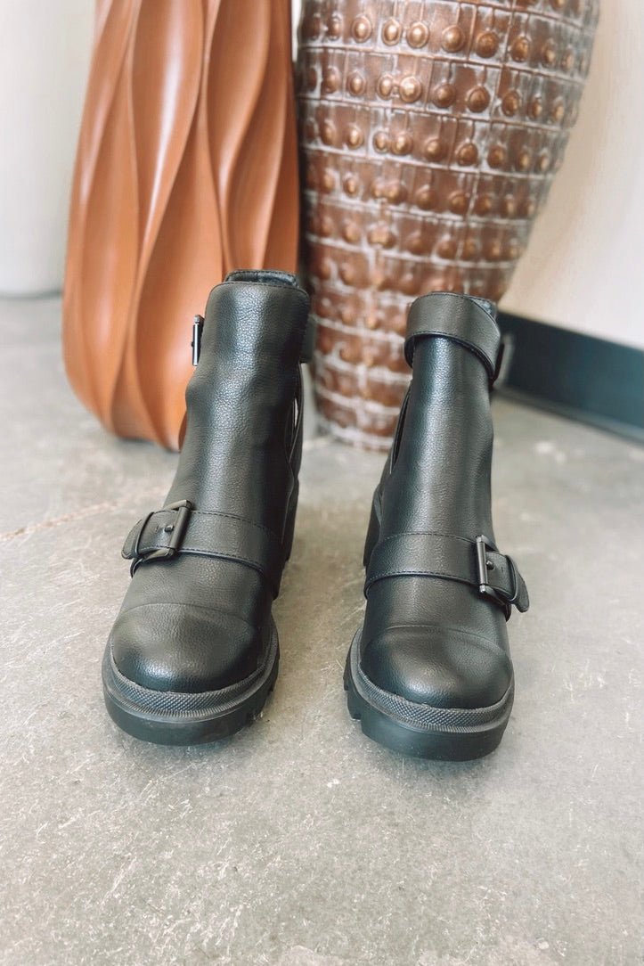 Saige Strappy Buckle Cut-out Bootie - FINAL SALE