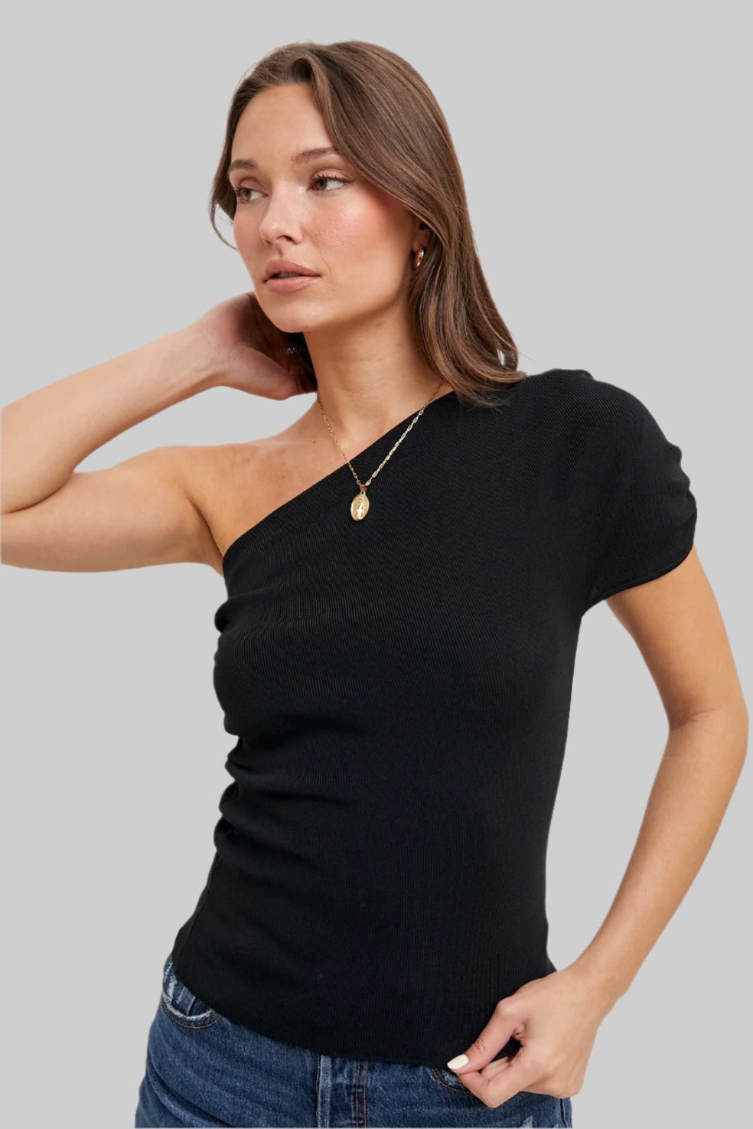 Sculpted Slant One Shoulder Top