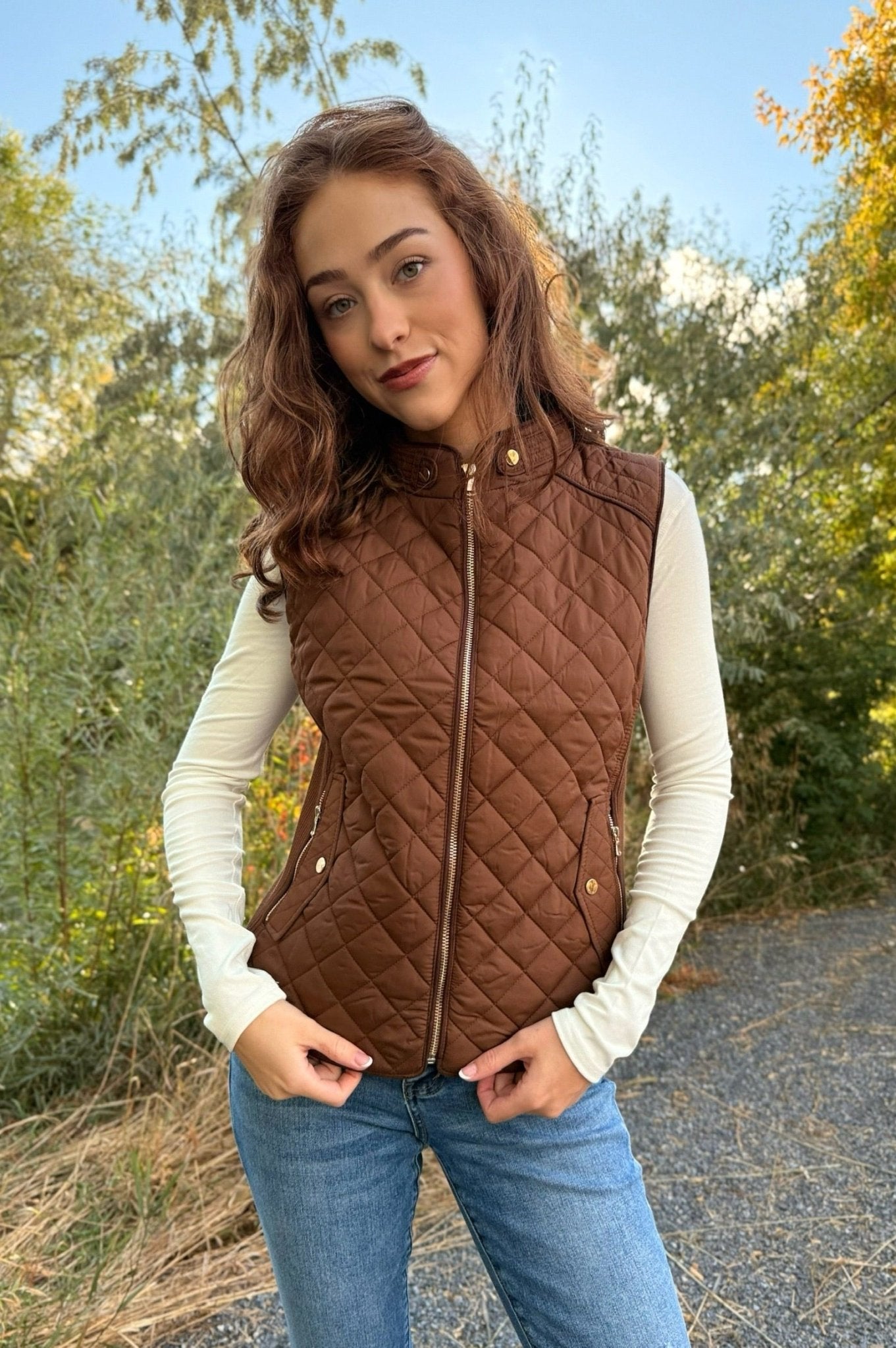 quilted vest, trendy vest, womens vest, brown vest, black vest, fall vest
