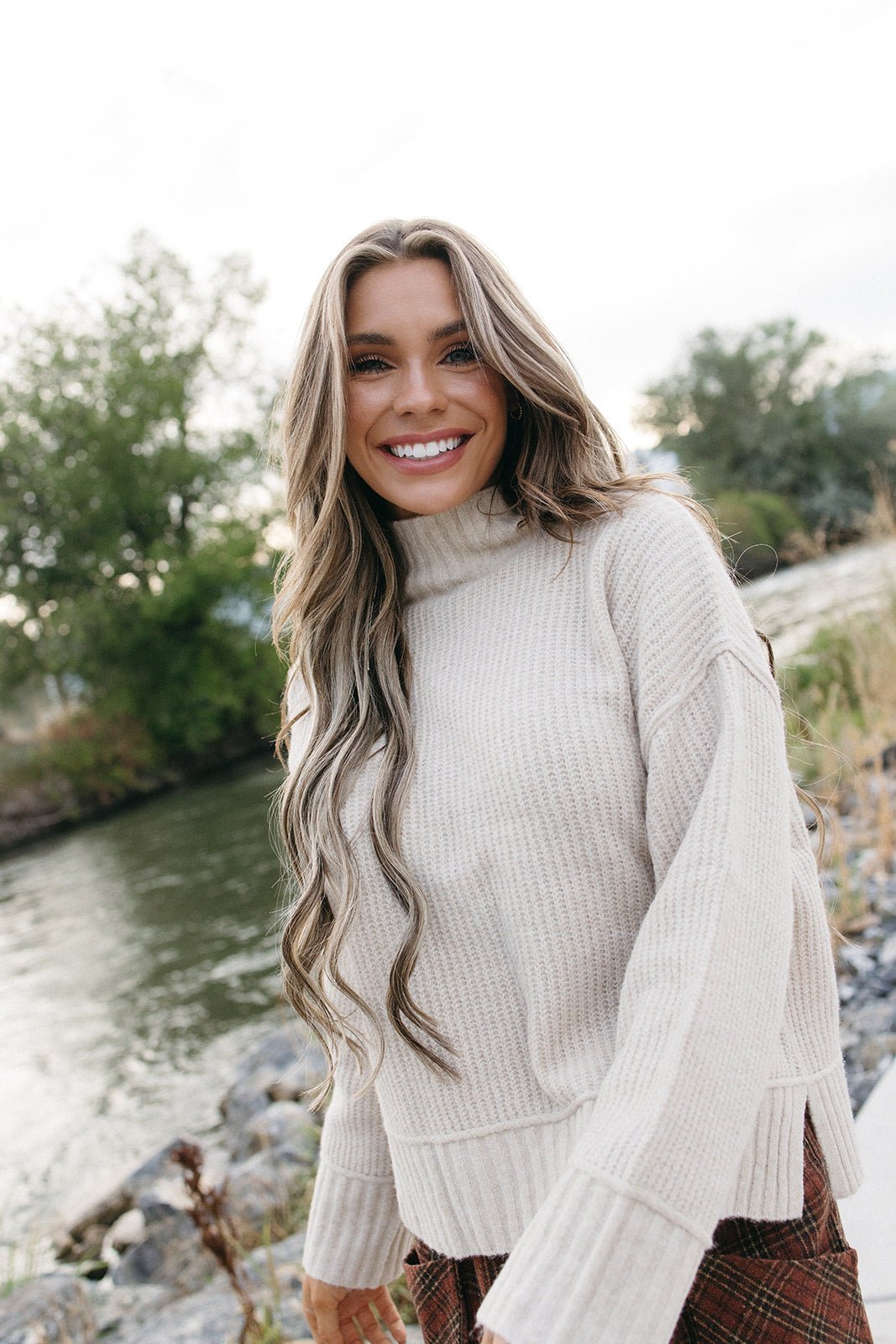 chunky knit sweater, cream sweater, turtleneck, cozy fall top