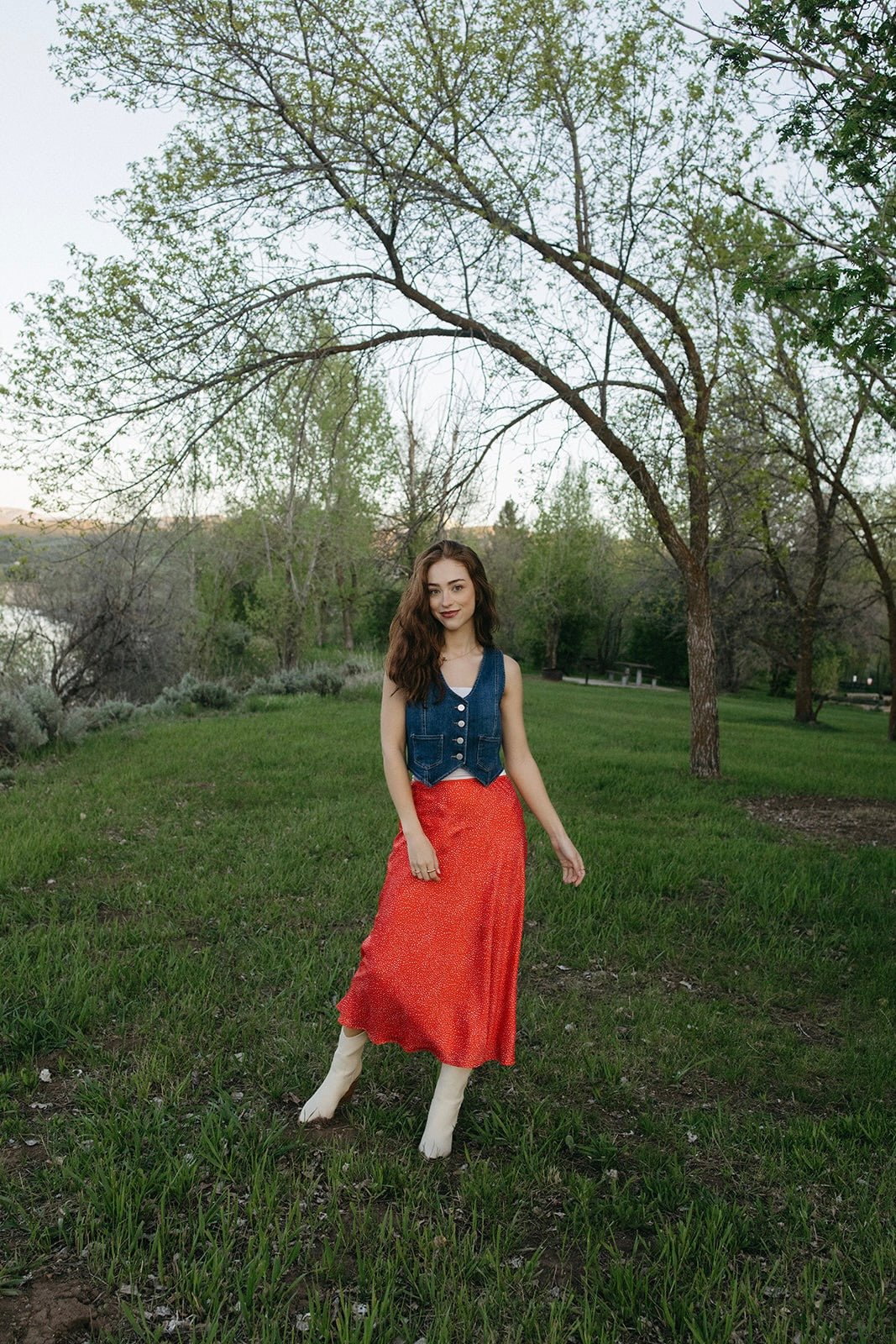 Spotted in Red Skirt
