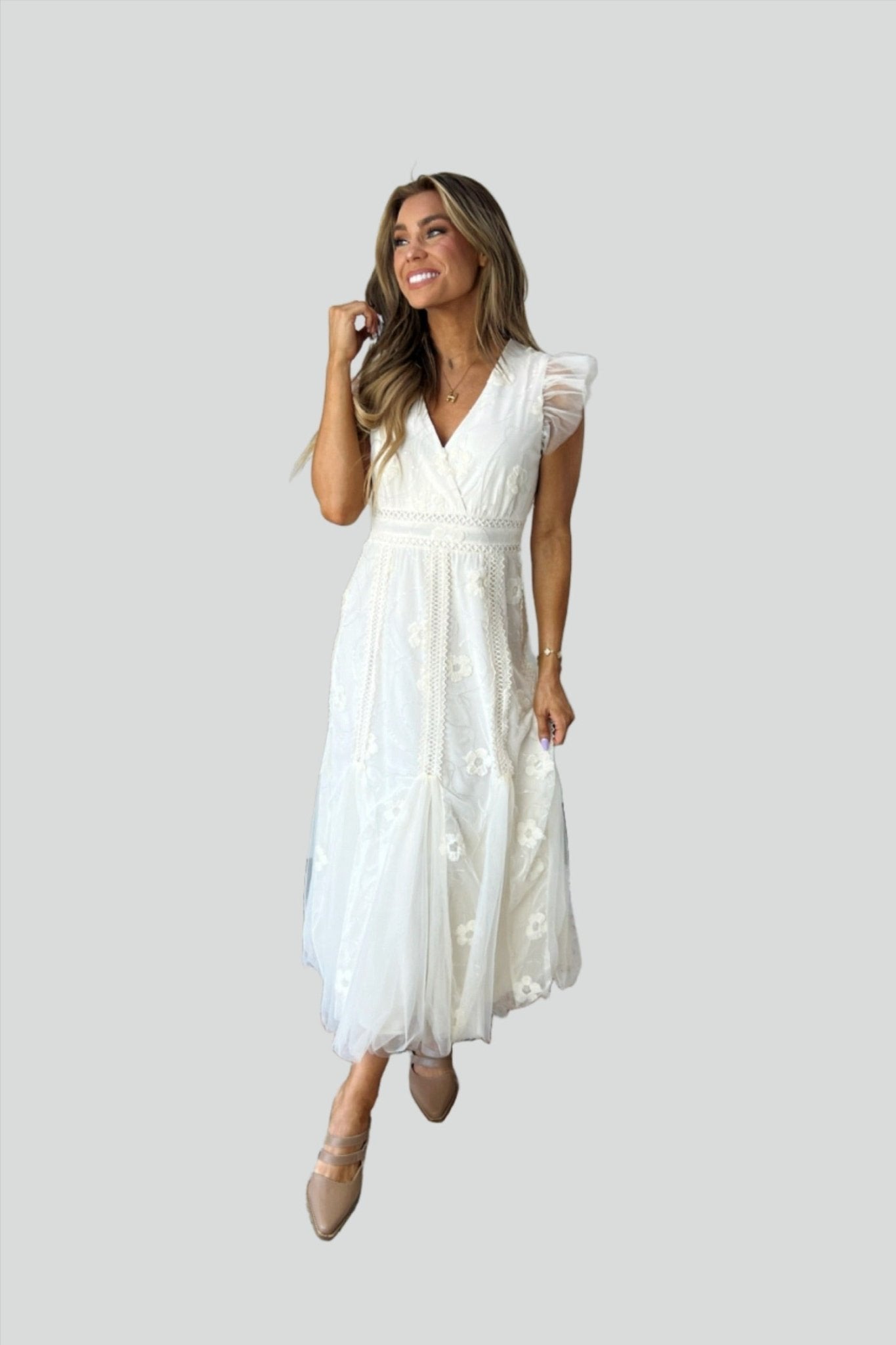 Stirling Floral Embroidered Midi Dress