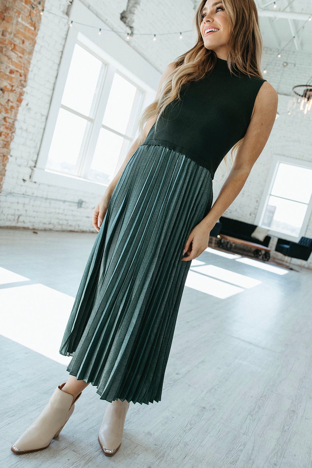 Under The Christmas Tree Pleated Dress - FINAL SALE