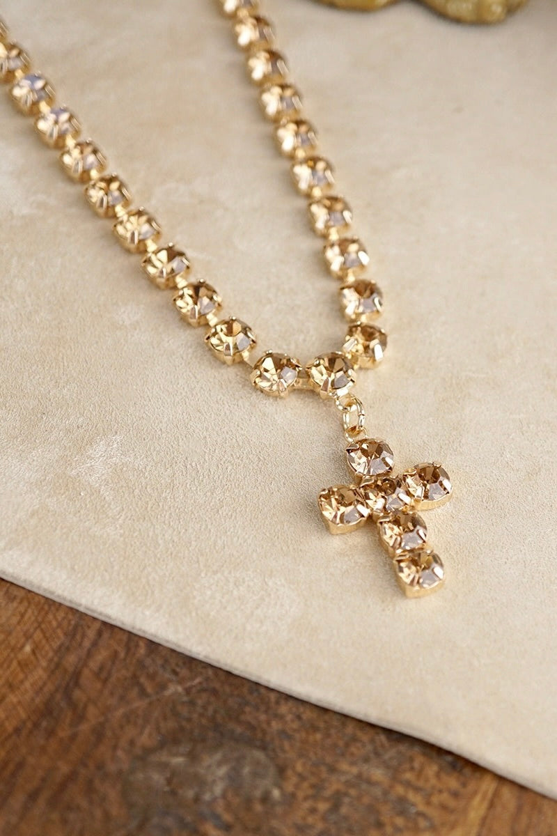 Last Prayer Crystal Cross Necklace