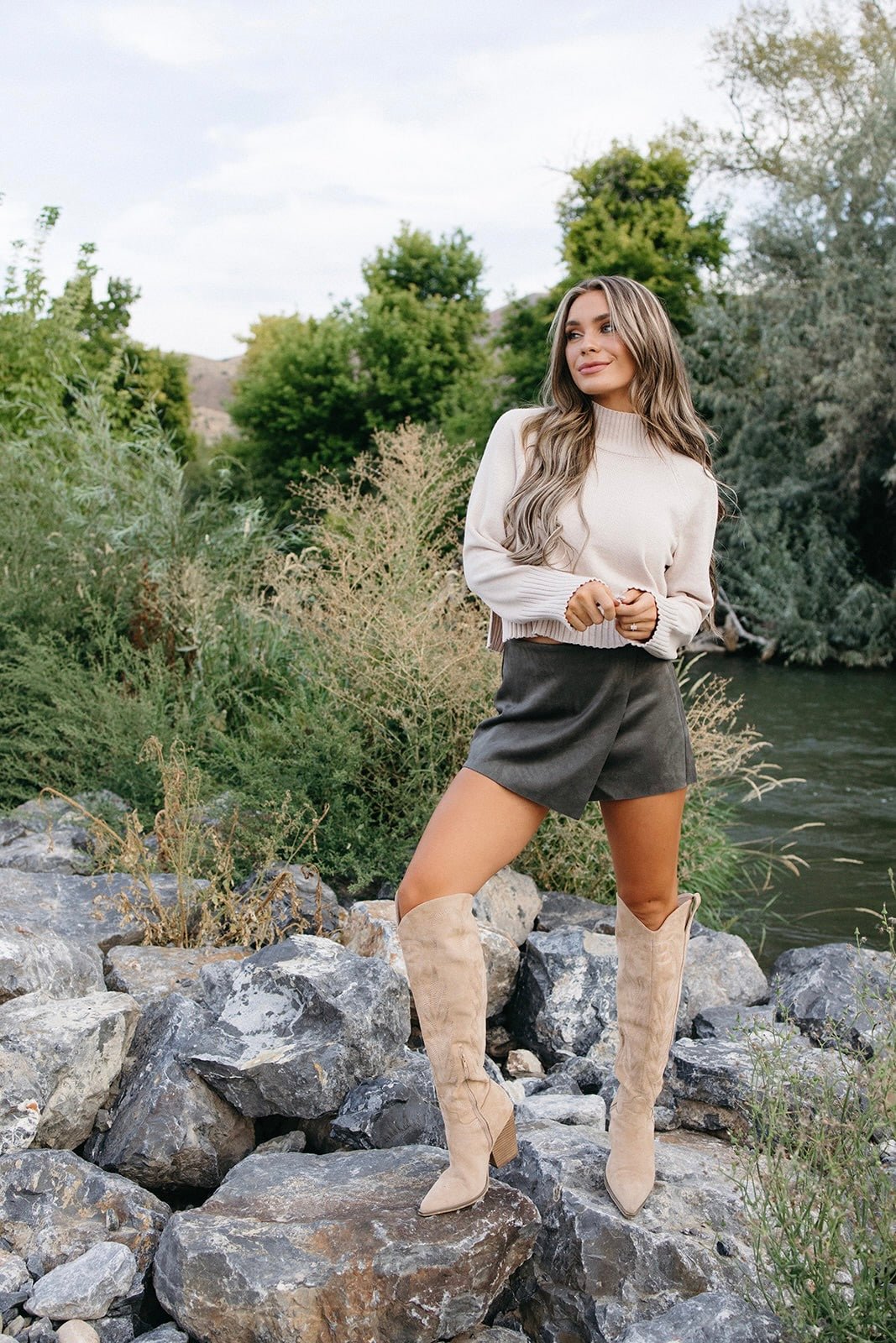 suede skort in two colors