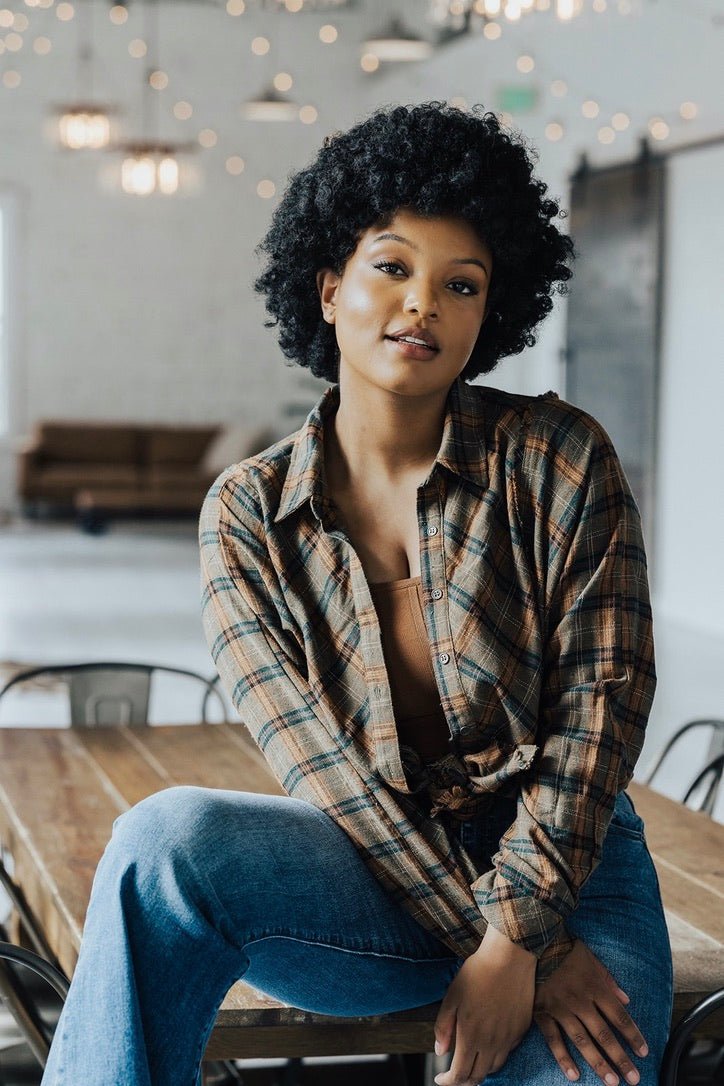Yasmine Oversized Plaid Button Down Shirt - FINAL SALE