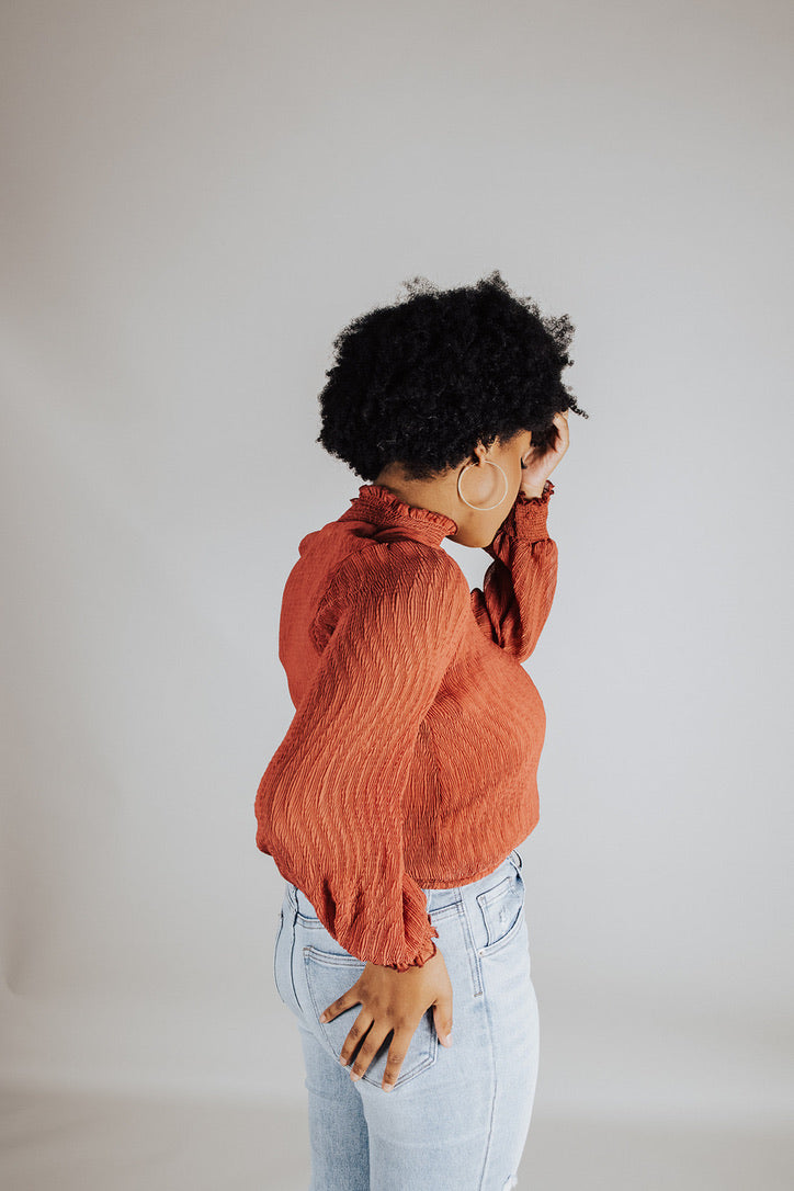 Zenni Crinkle Long Sleeve Top - FINAL SALE