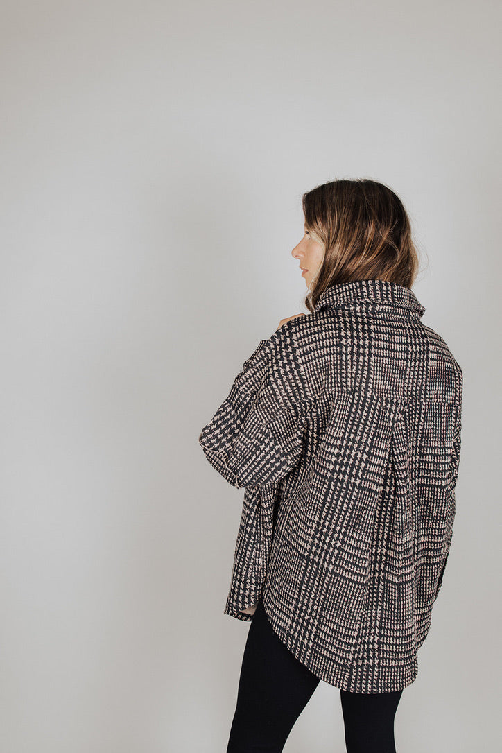Kane Houndsooth Plaid Button Shacket - FINAL SALE
