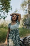 Aralie Front Slit Smocked Dress
