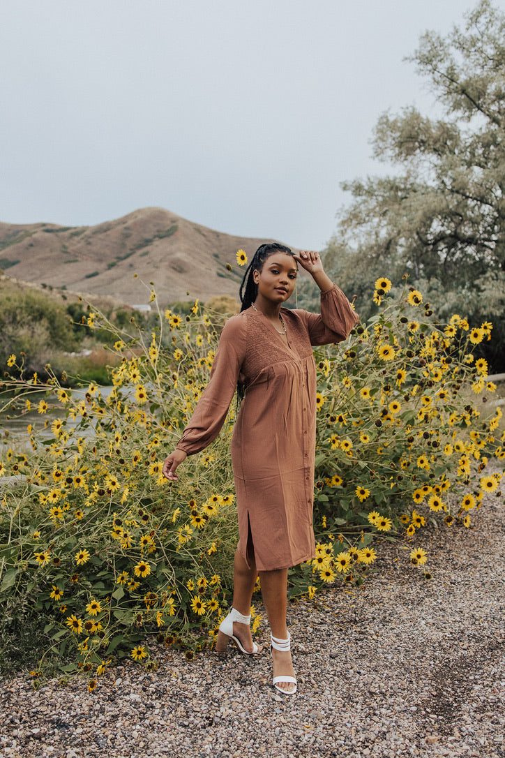 Wreny Button Smocked Shirt Dress - FINAL SALE