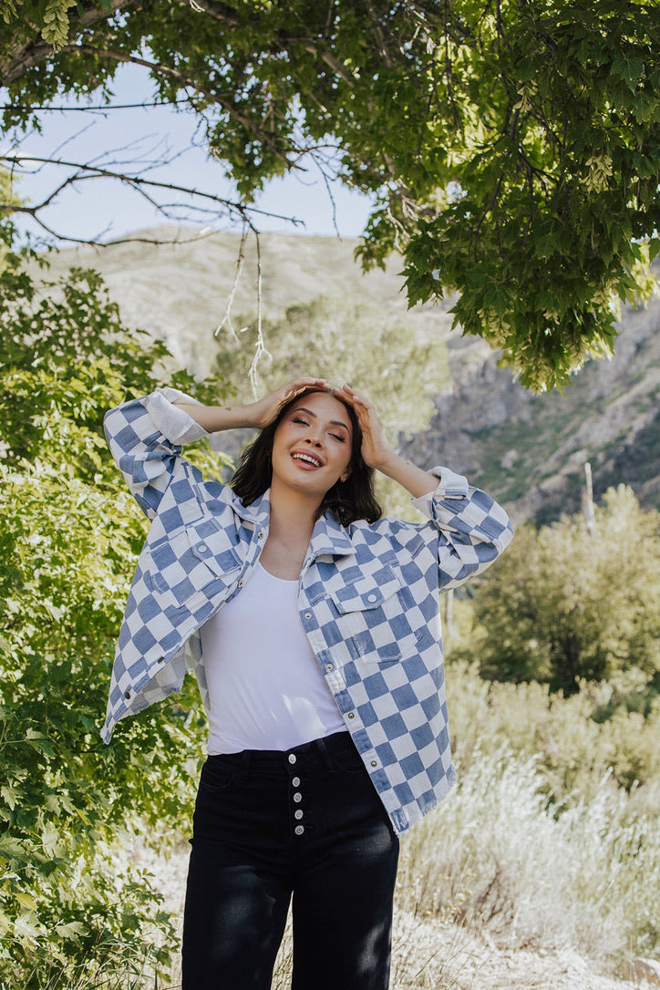 Laney Checkered Denim Jacket