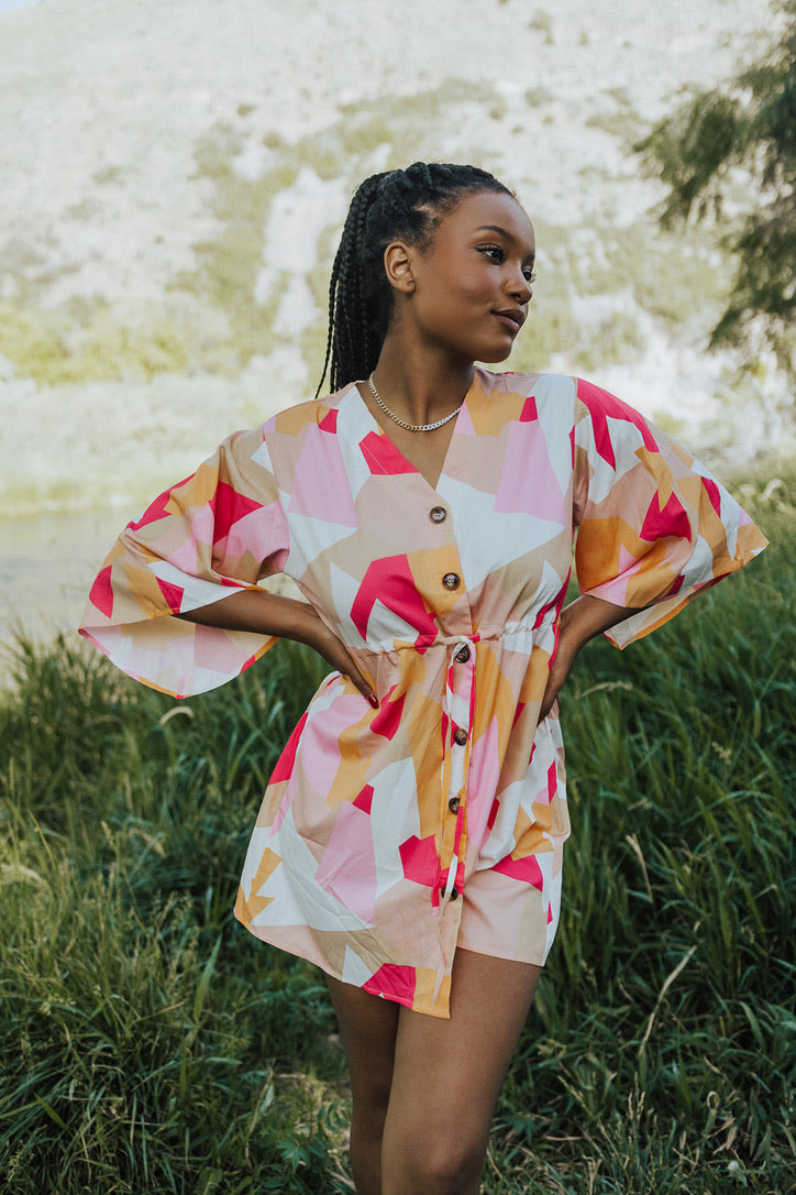 Britta Button Front Drawstring Dress - FINAL SALE