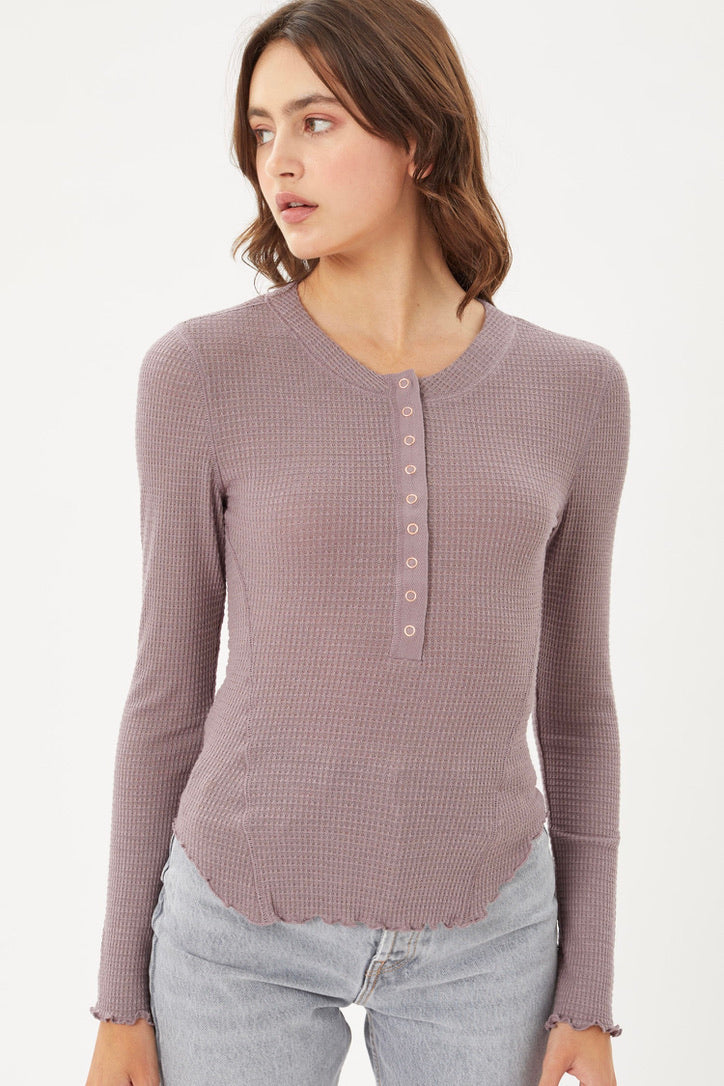 Saffron Long Sleeve Button Top