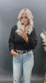 Delcia Swiss Dot Crop Blouse - FINAL SALE