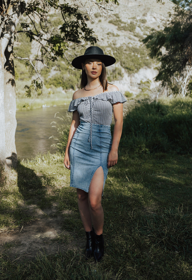 Rowan Two-Tone Checkered Bodysuit