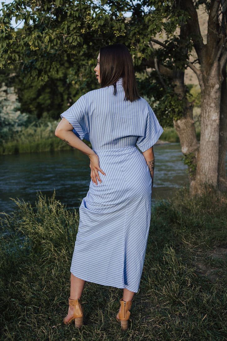 Hidden Stars Front Tie Shirt Dress