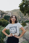 Bright Smiles Checkered Graphic Tee - FINAL SALE
