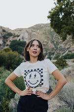Bright Smiles Checkered Graphic Tee - FINAL SALE