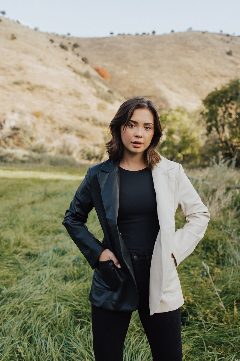 Leighton Two-Tone Leather Blazer - FINAL SALE